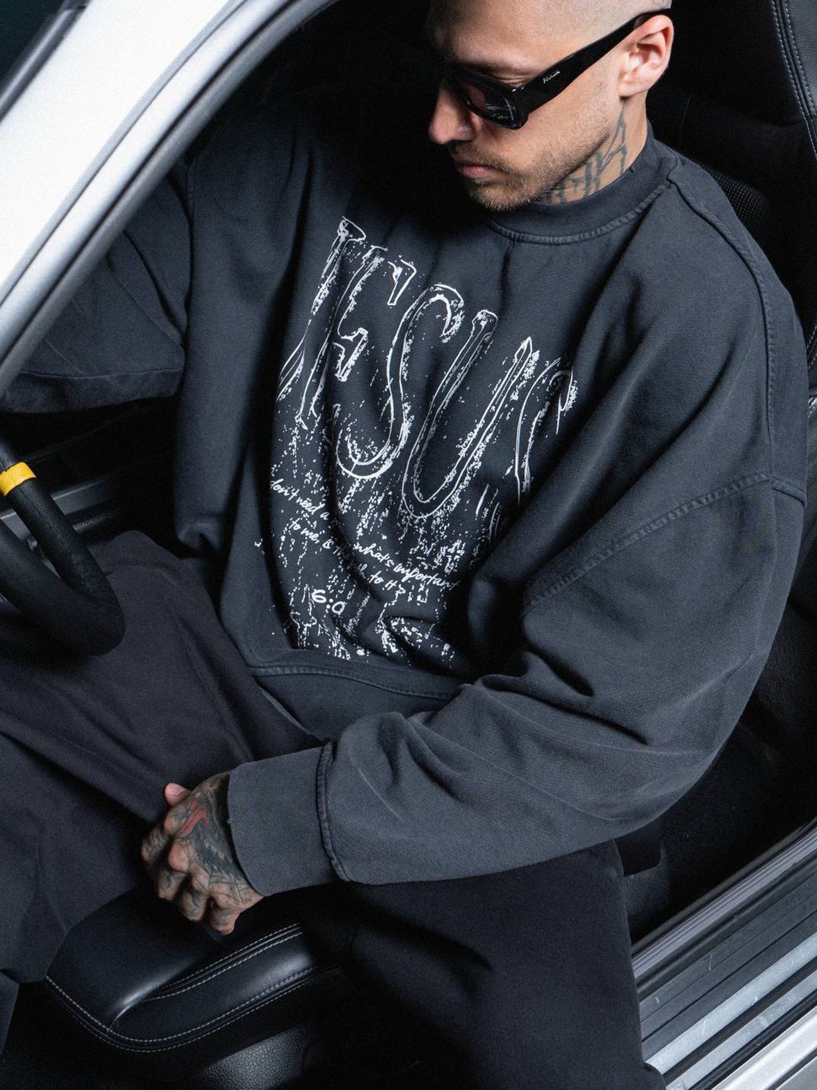 Sweatshirt JESUS washed black - gallery image 1
