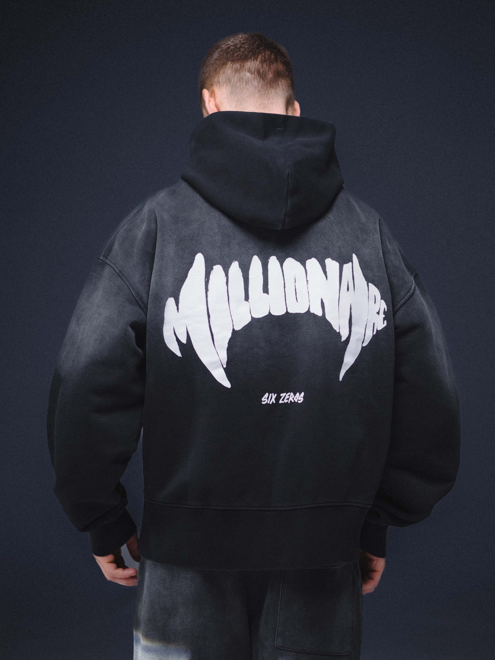 Zip-hoodie MILLIONAIRE washed black white logo - gallery image 0