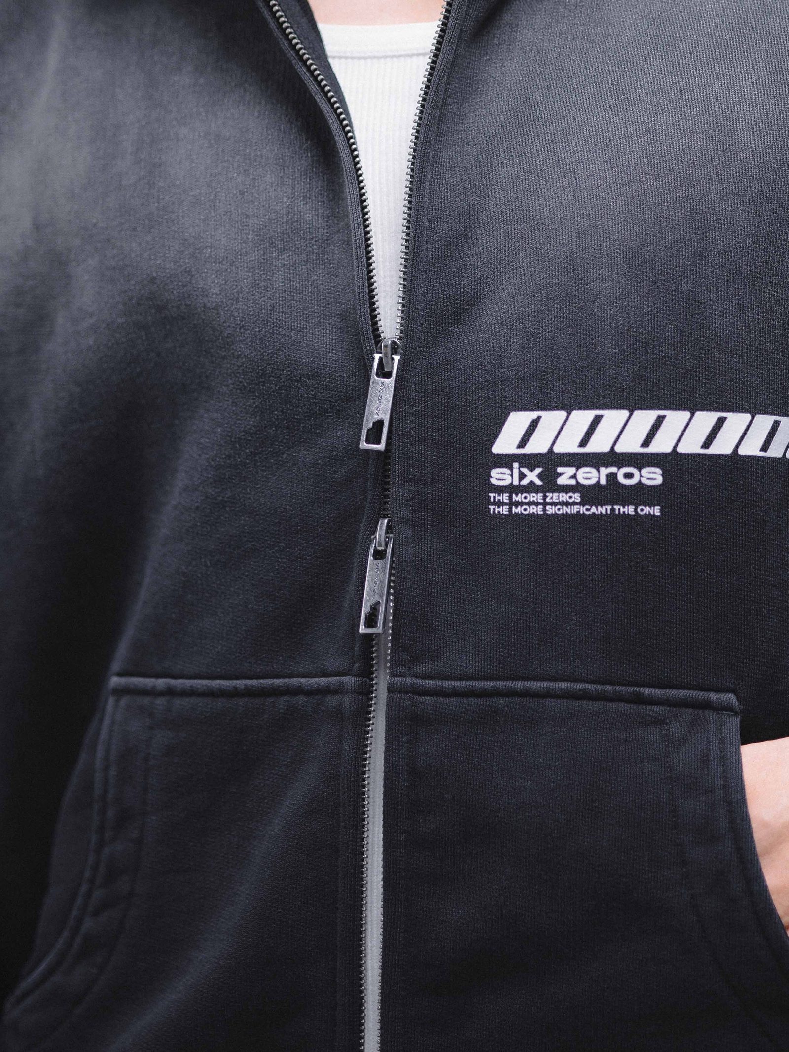 Zip-hoodie MILLIONAIRE washed black white logo - gallery image 5