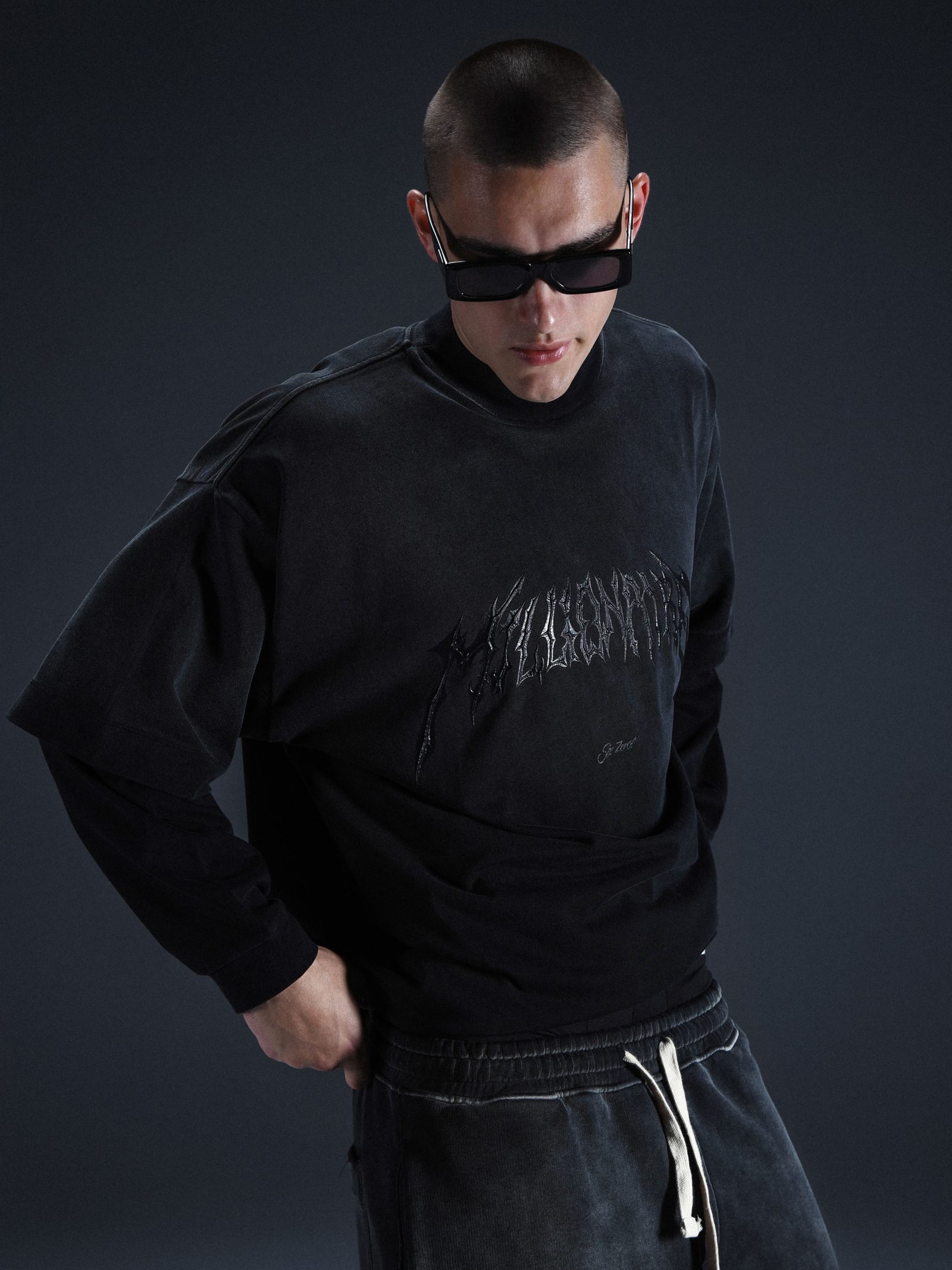 Longsleeve Royal washed black - gallery image 5