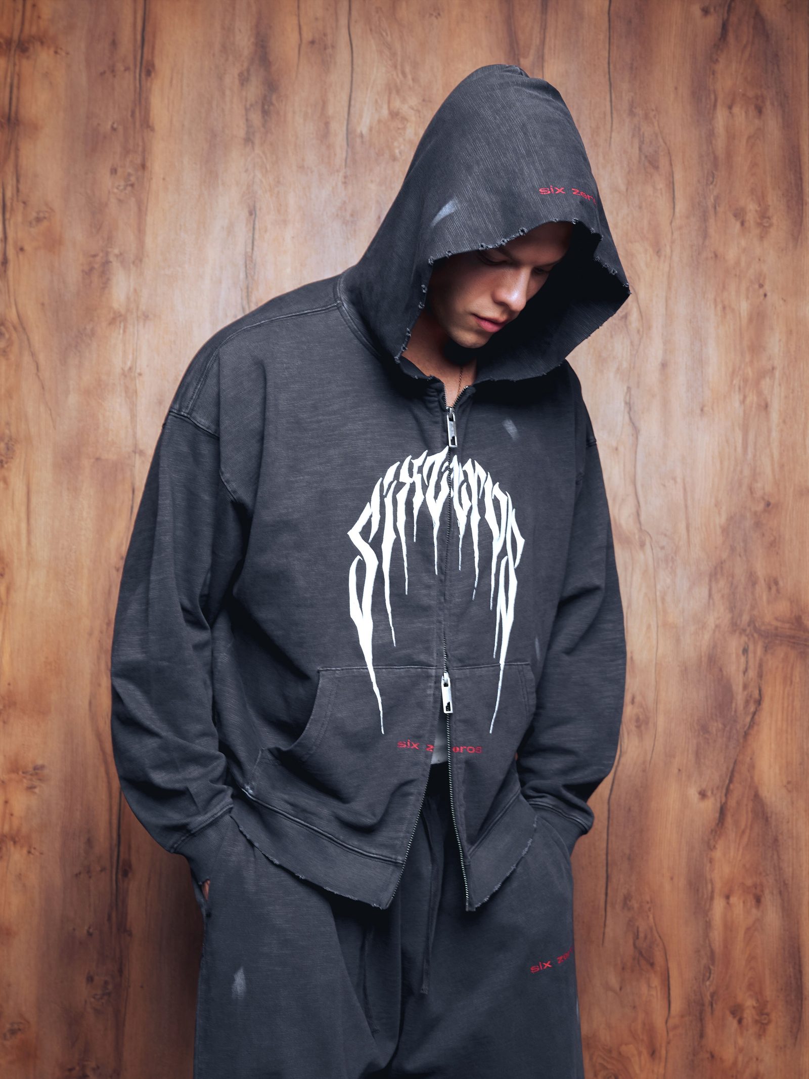 Zip-hoodie PRESENCE bamboo washed grey - gallery image 0