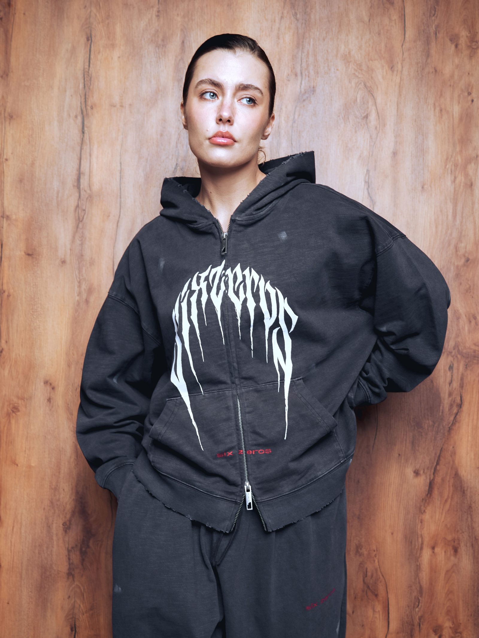 Zip-hoodie PRESENCE bamboo washed grey - gallery image 1