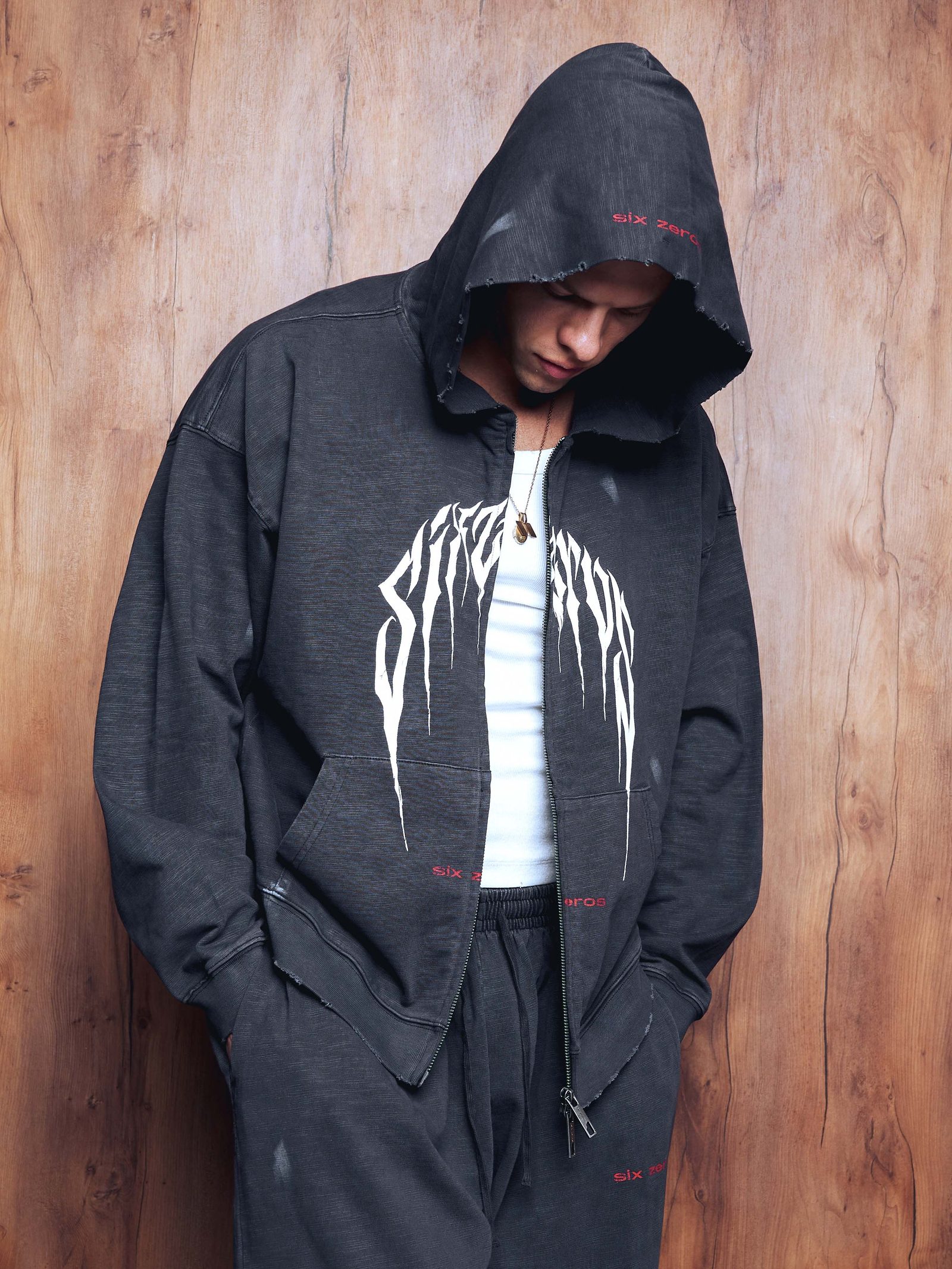 Zip-hoodie PRESENCE bamboo washed grey - gallery image 4