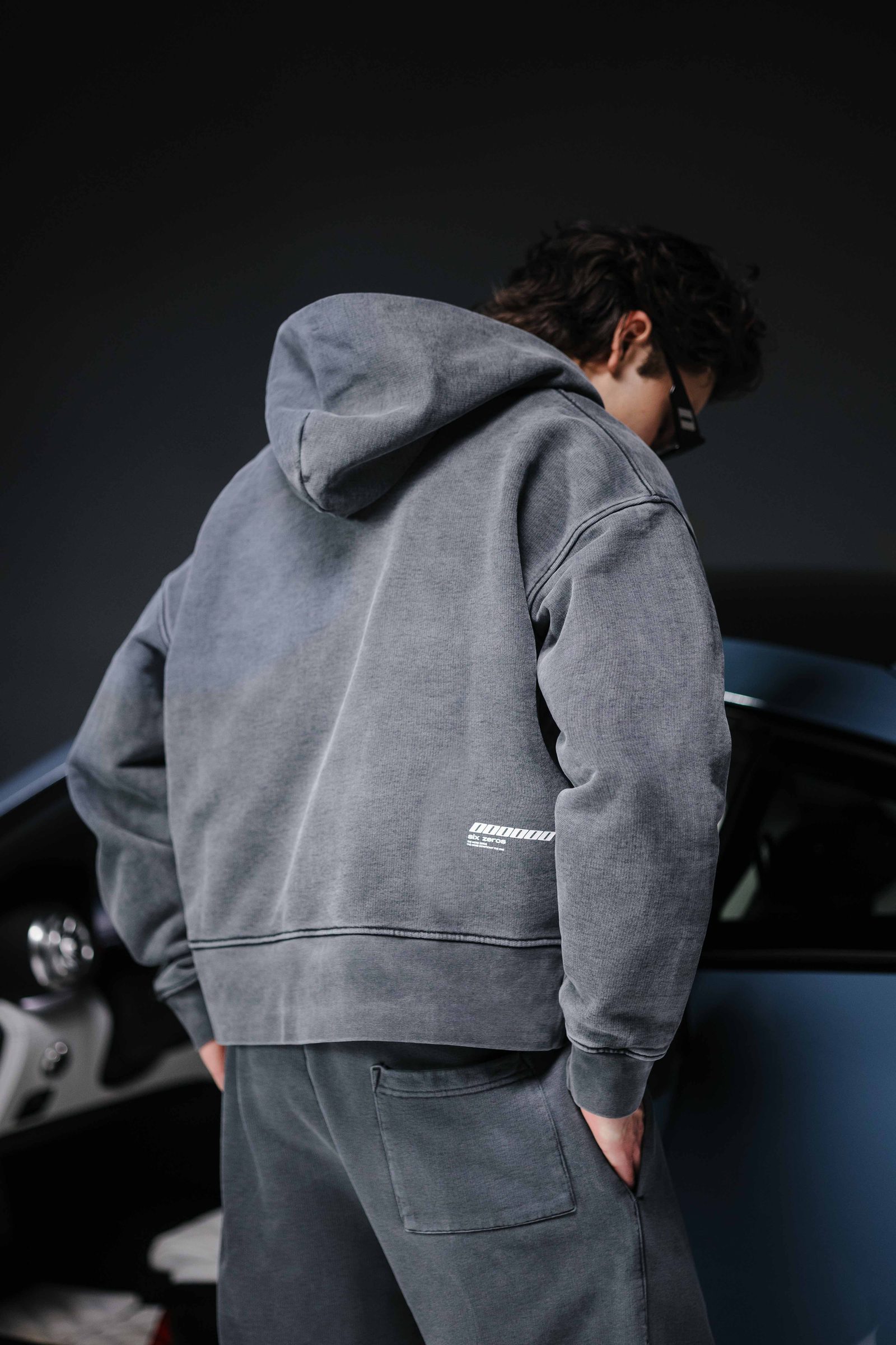 Zip-hoodie ONE washed deep blue - gallery image 1