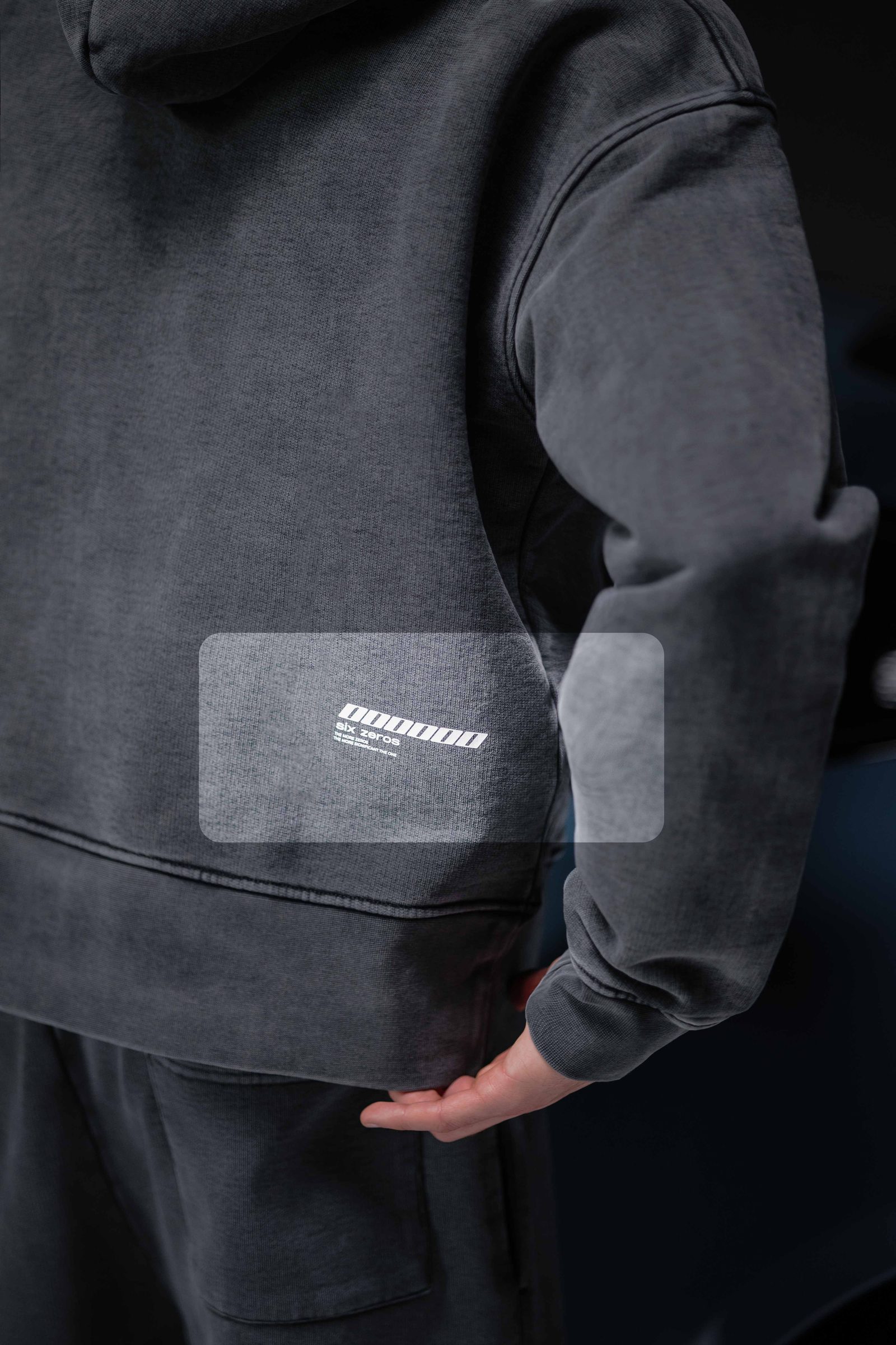 Zip-hoodie ONE washed deep blue - gallery image 3