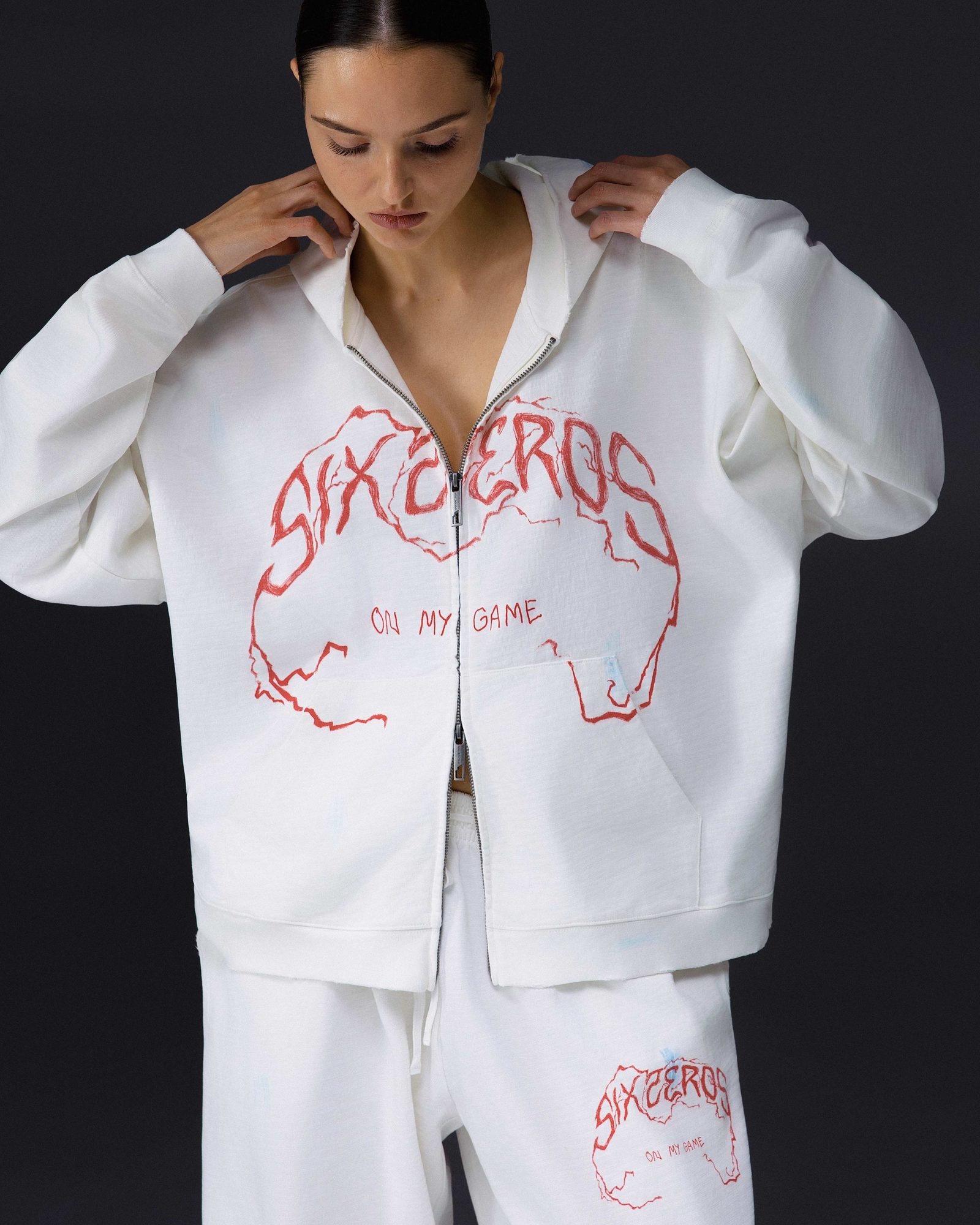 Women's zip-hoodie ON MY GAME bamboo off-white - gallery image 2