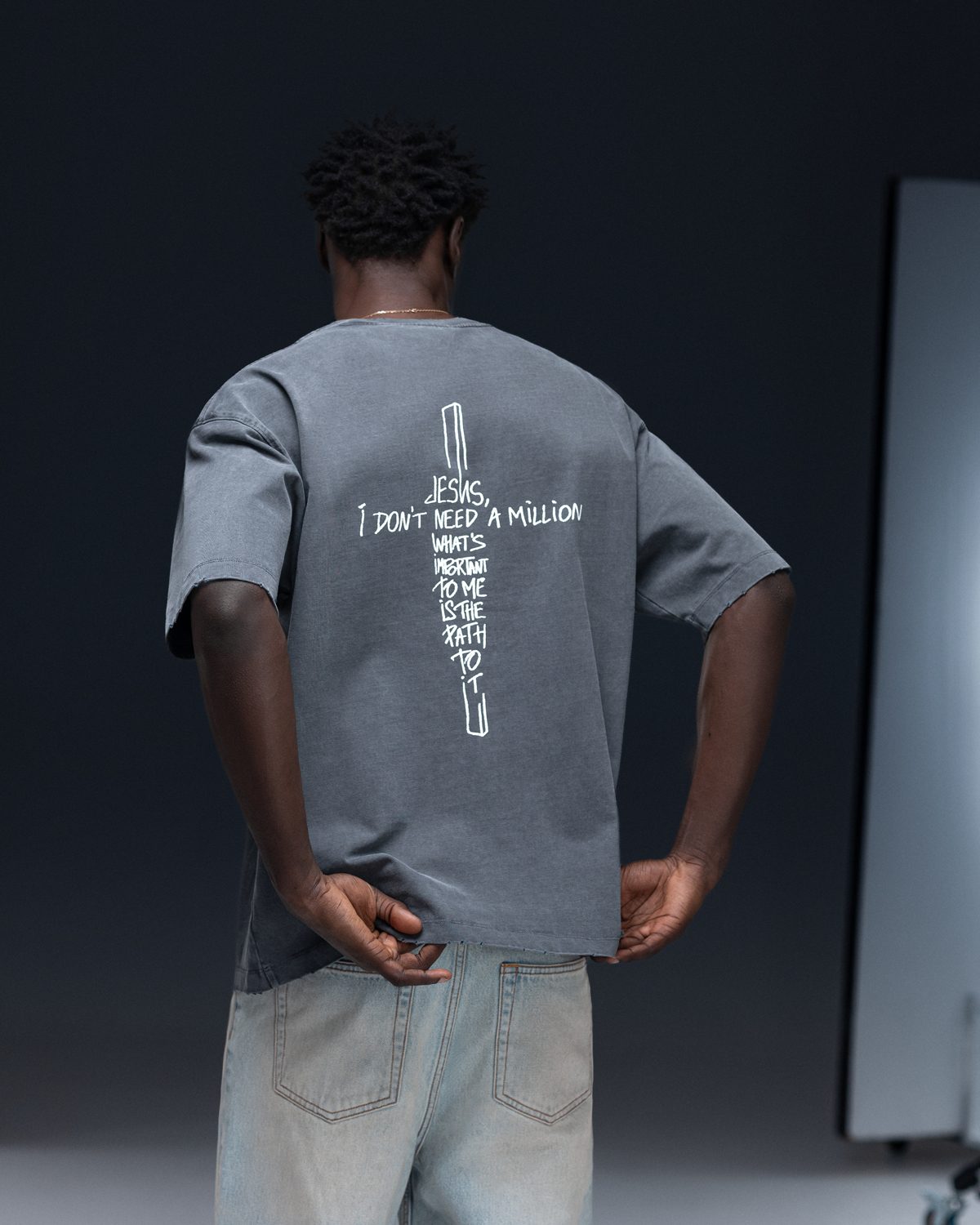 T-shirt JESUS washed deep blue - gallery image 6