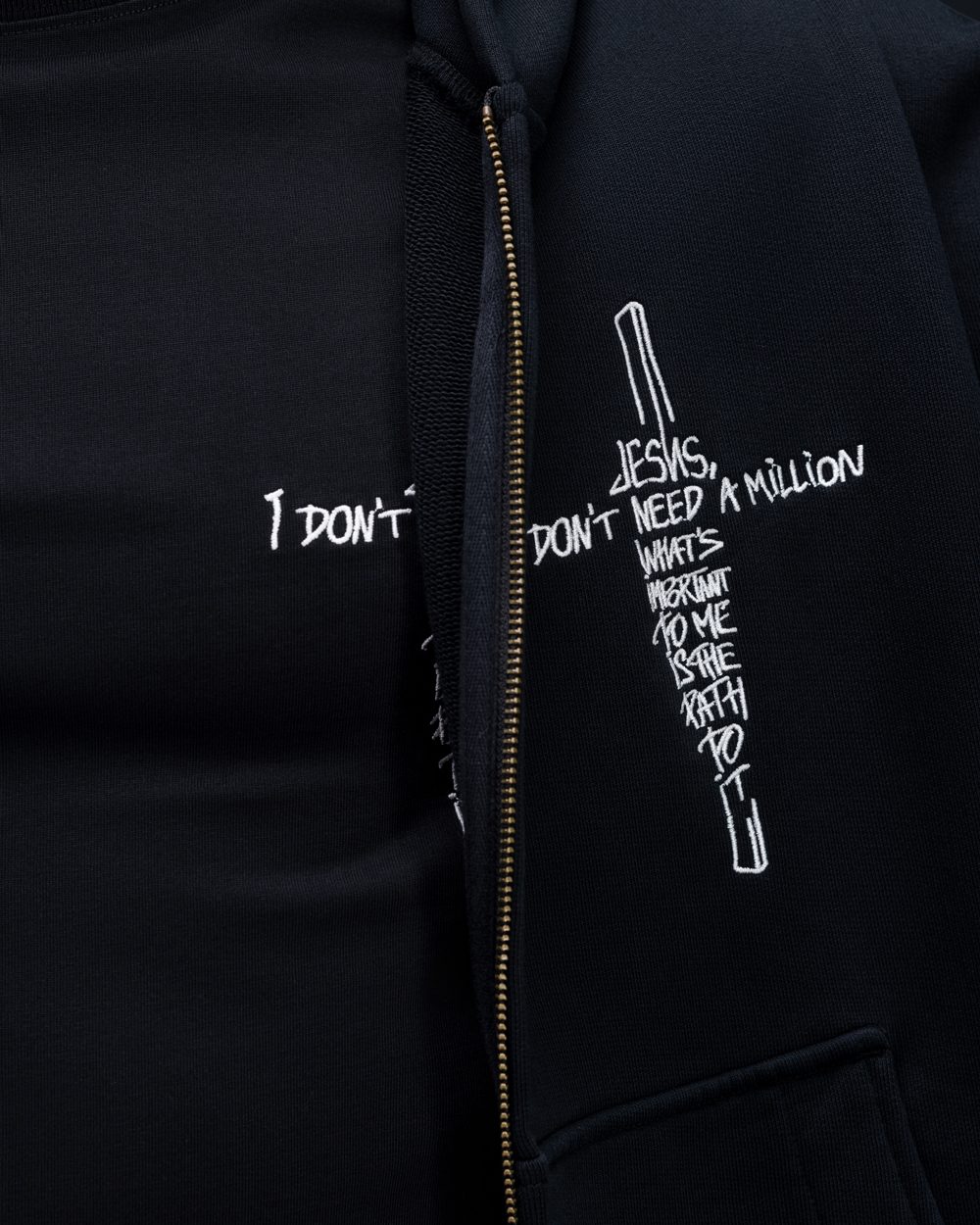 Zip-hoodie JESUS faded black - gallery image 7