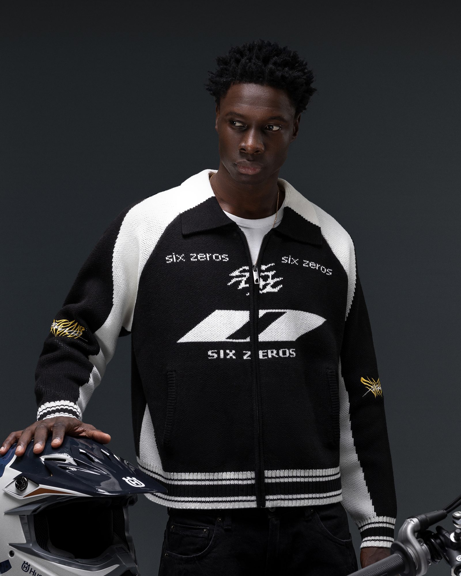 Zip-sweater ZERO black white - gallery image 0