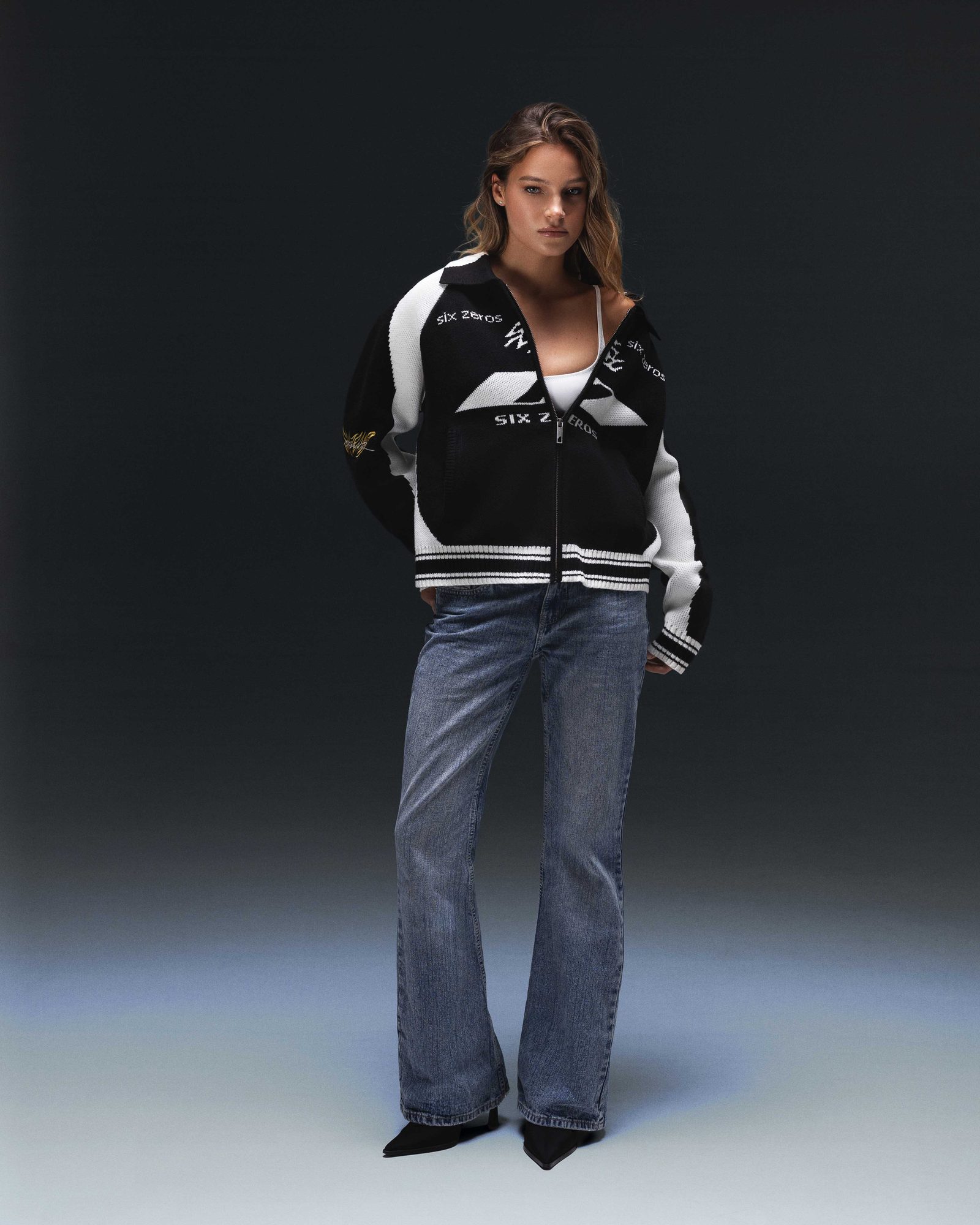 Zip-sweater ZERO black white - gallery image 1