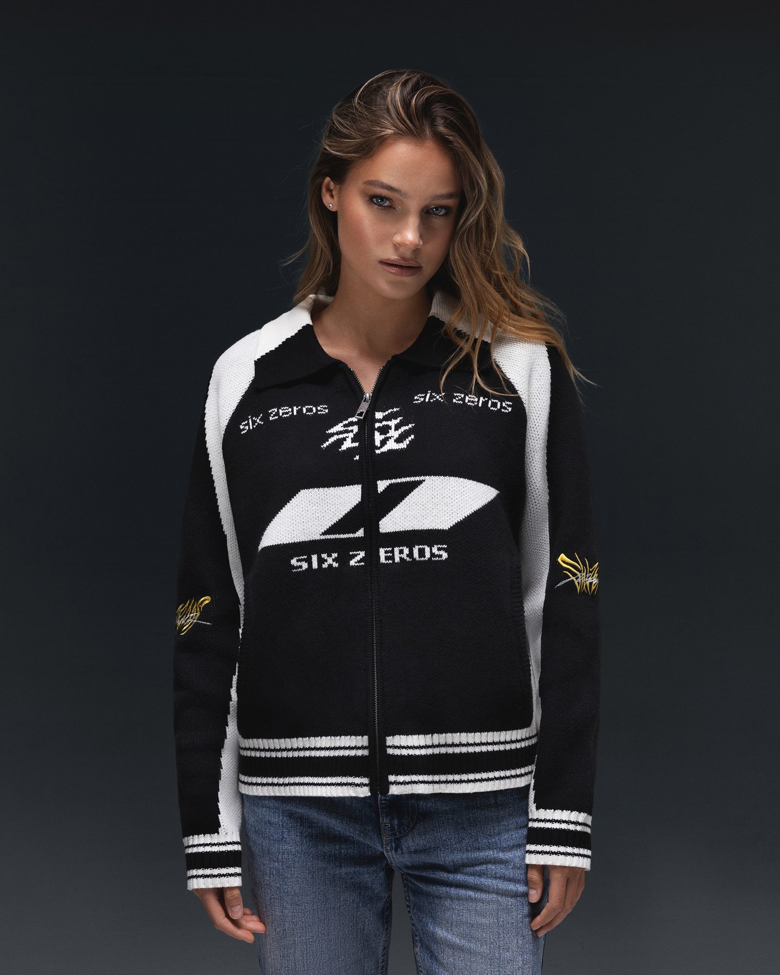 Zip-sweater ZERO black white - gallery image 3