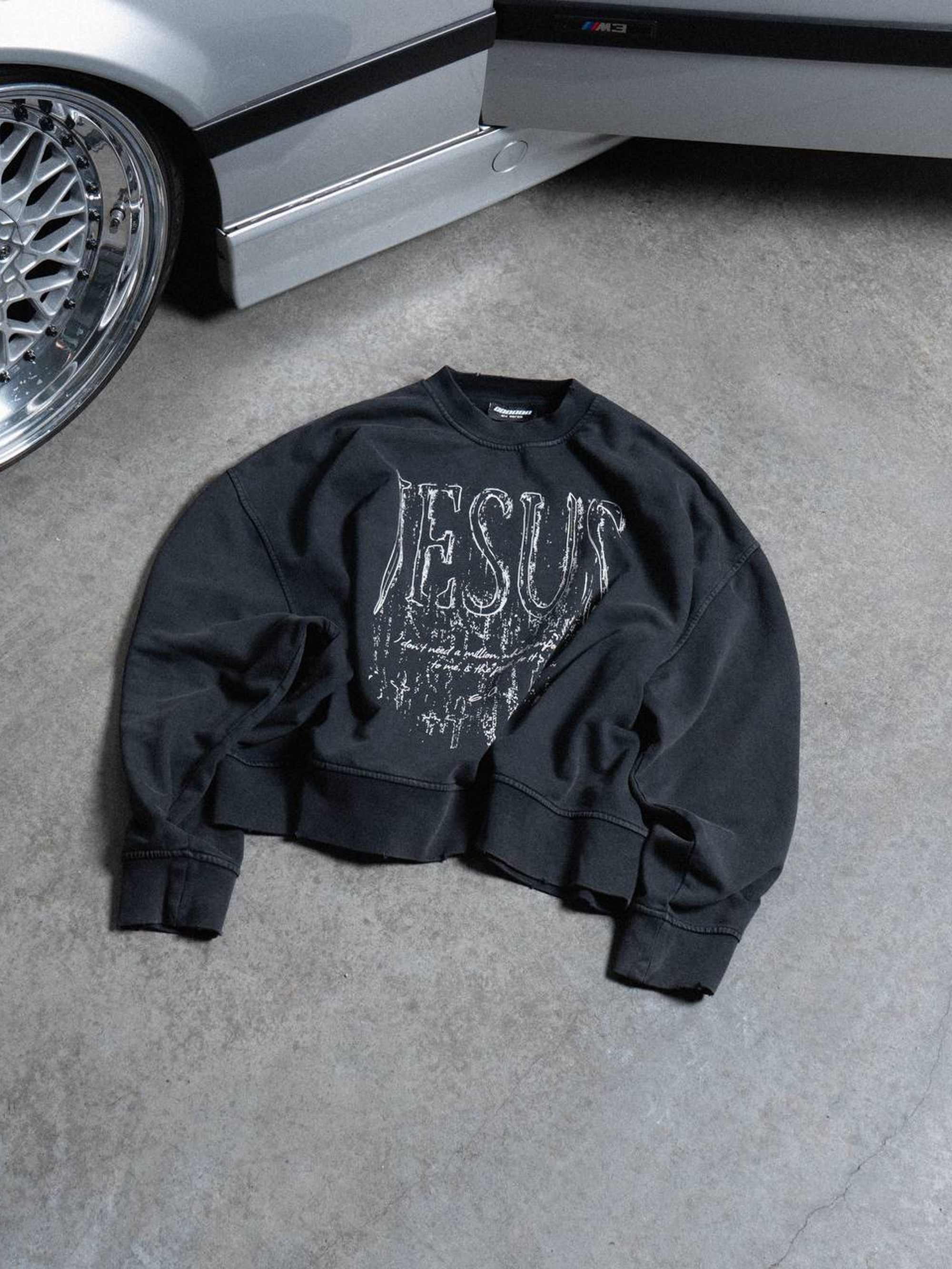 Sweatshirt JESUS washed black - gallery image 2