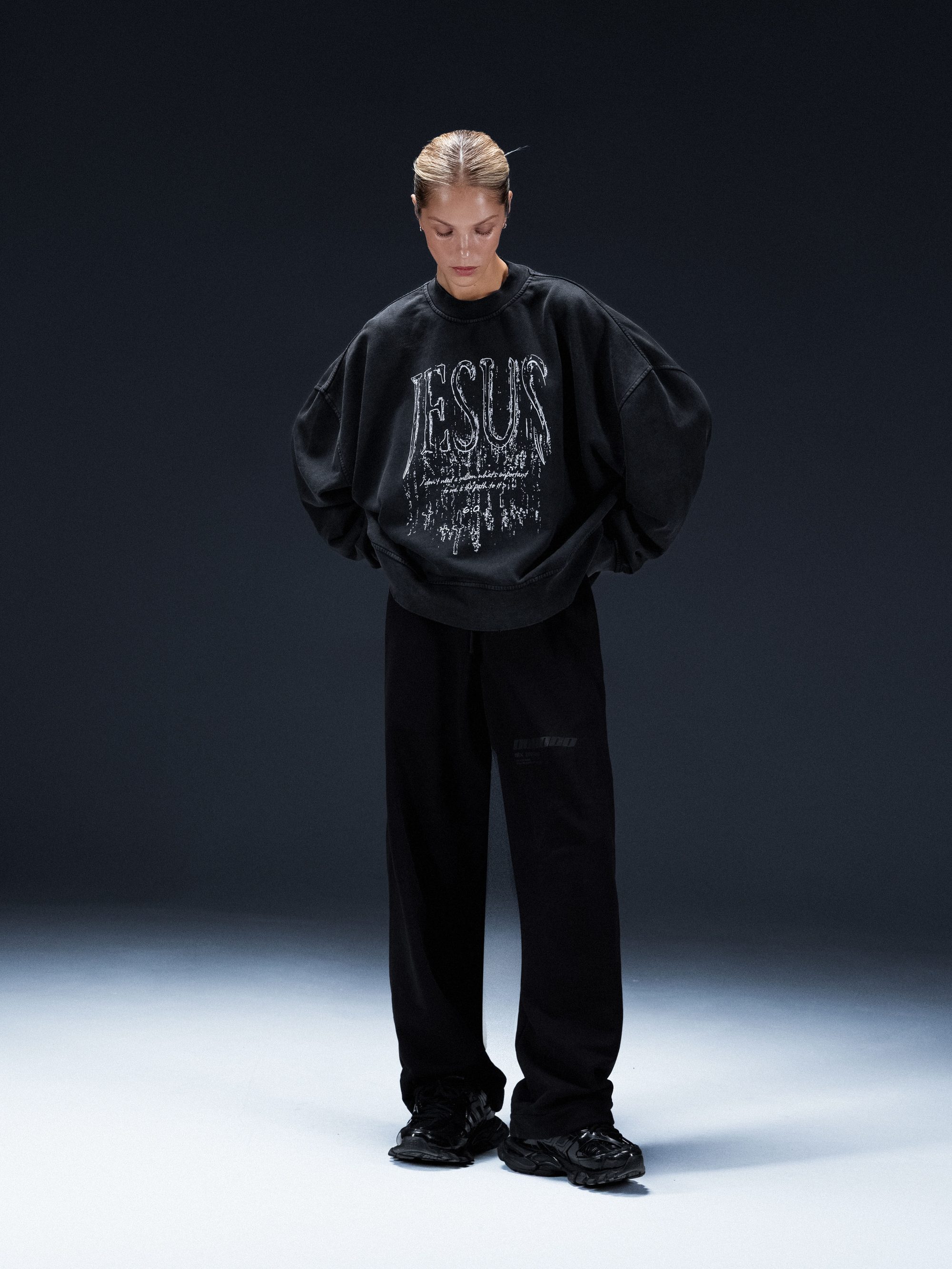 Sweatshirt JESUS washed black - gallery image 4