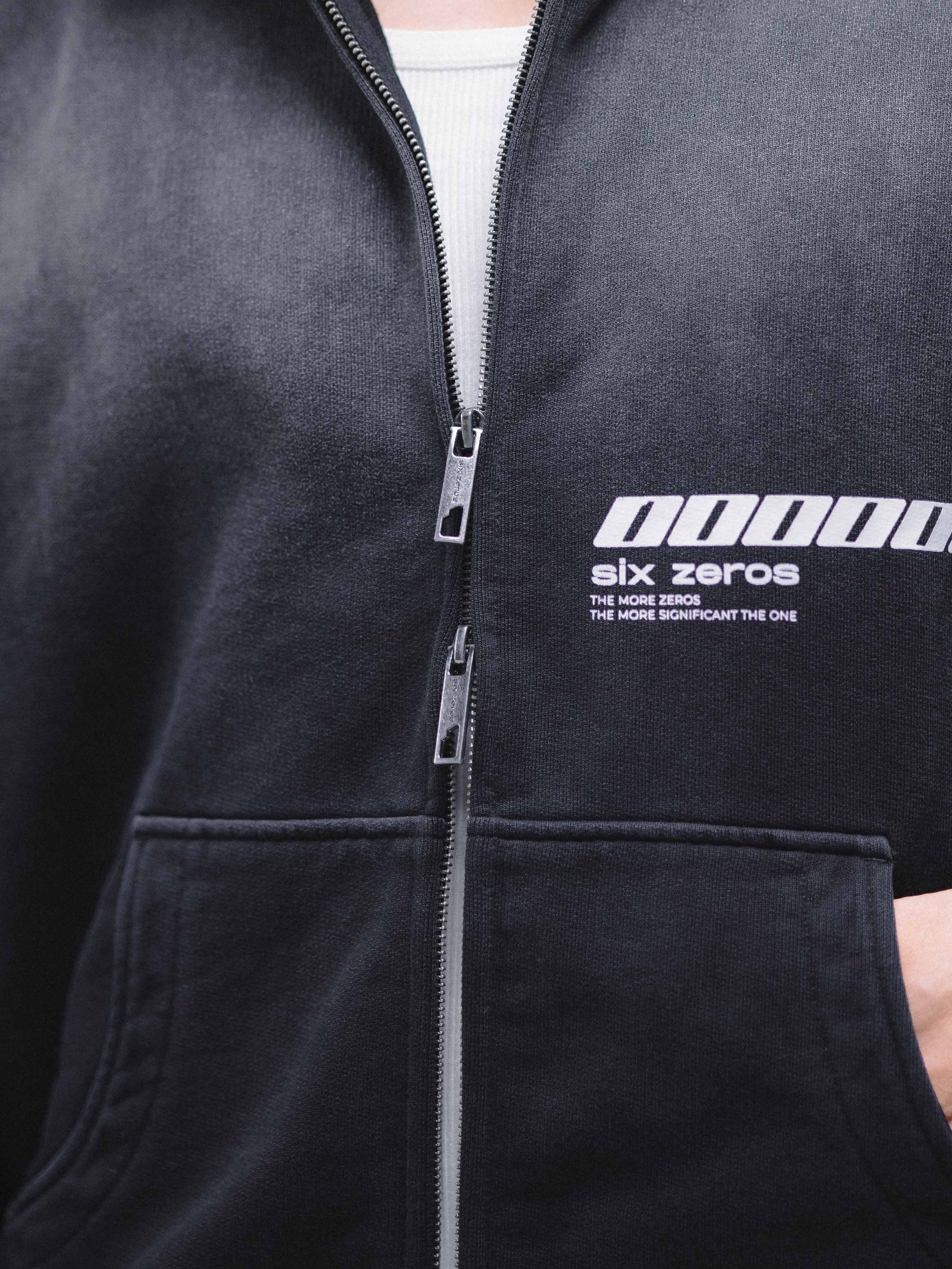 Zip-hoodie ONE washed black - gallery image 2
