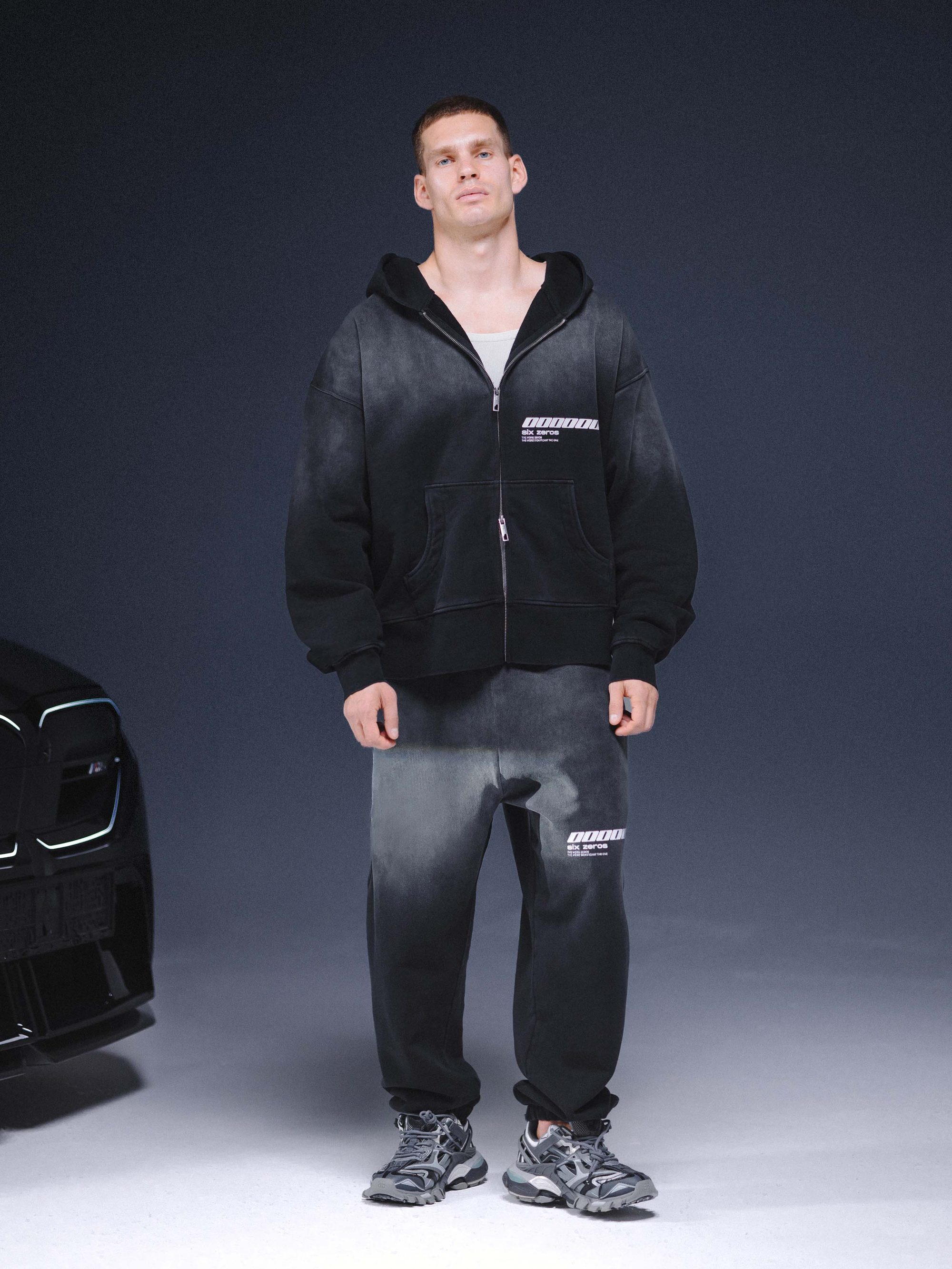 Zip-hoodie MILLIONAIRE washed black white logo - gallery image 3
