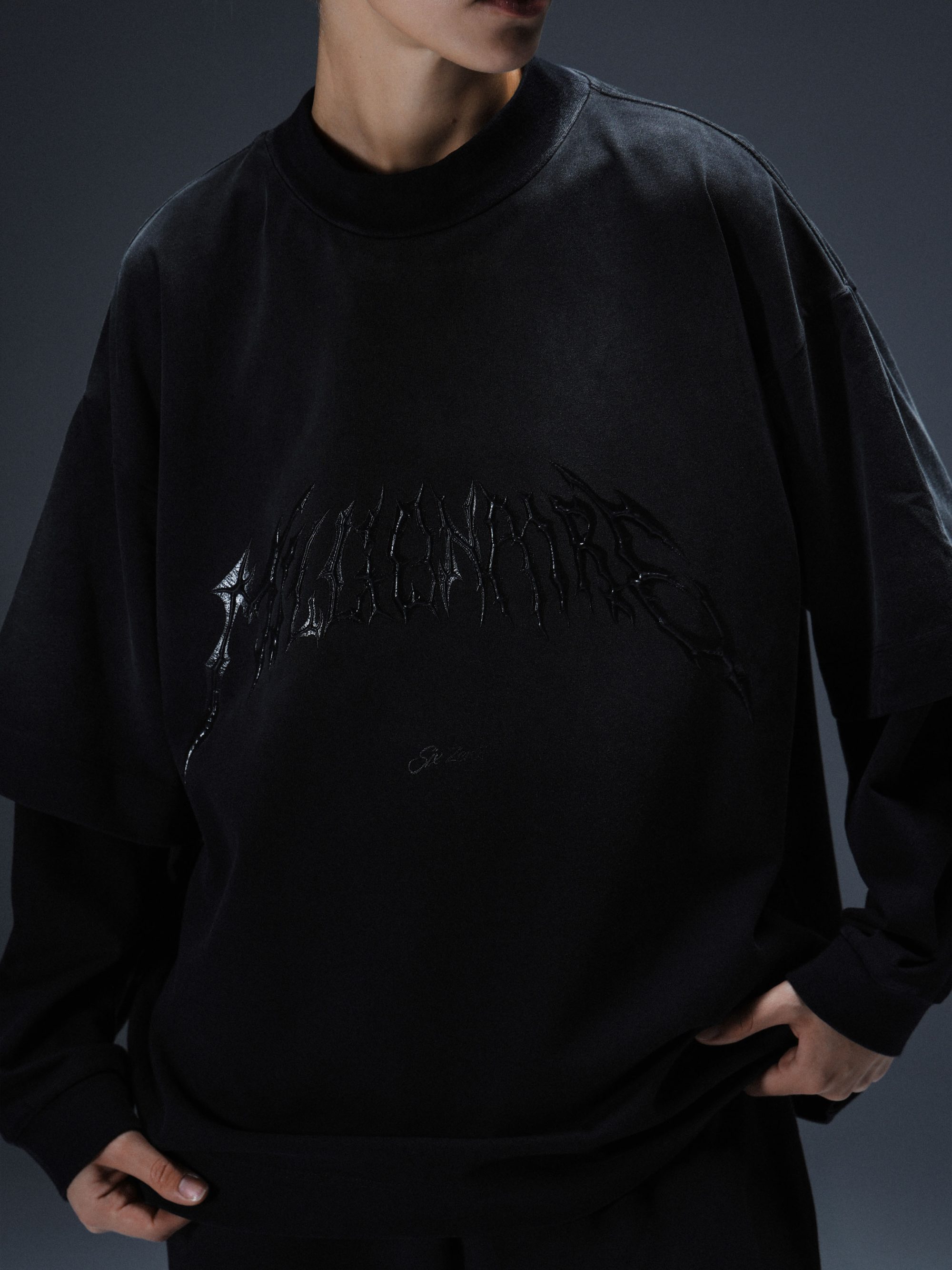Longsleeve Royal washed black - gallery image 7