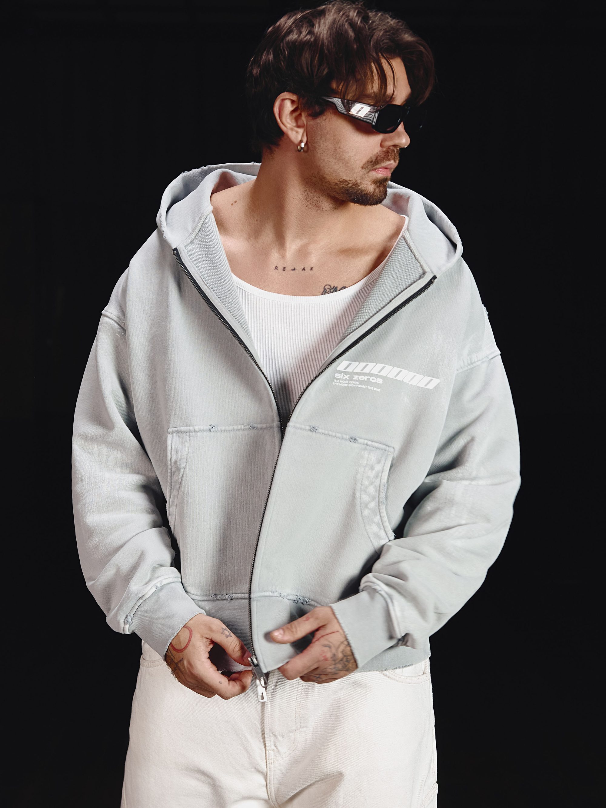 Zip-hoodie MILLIONAIRE platinum washed - gallery image 4