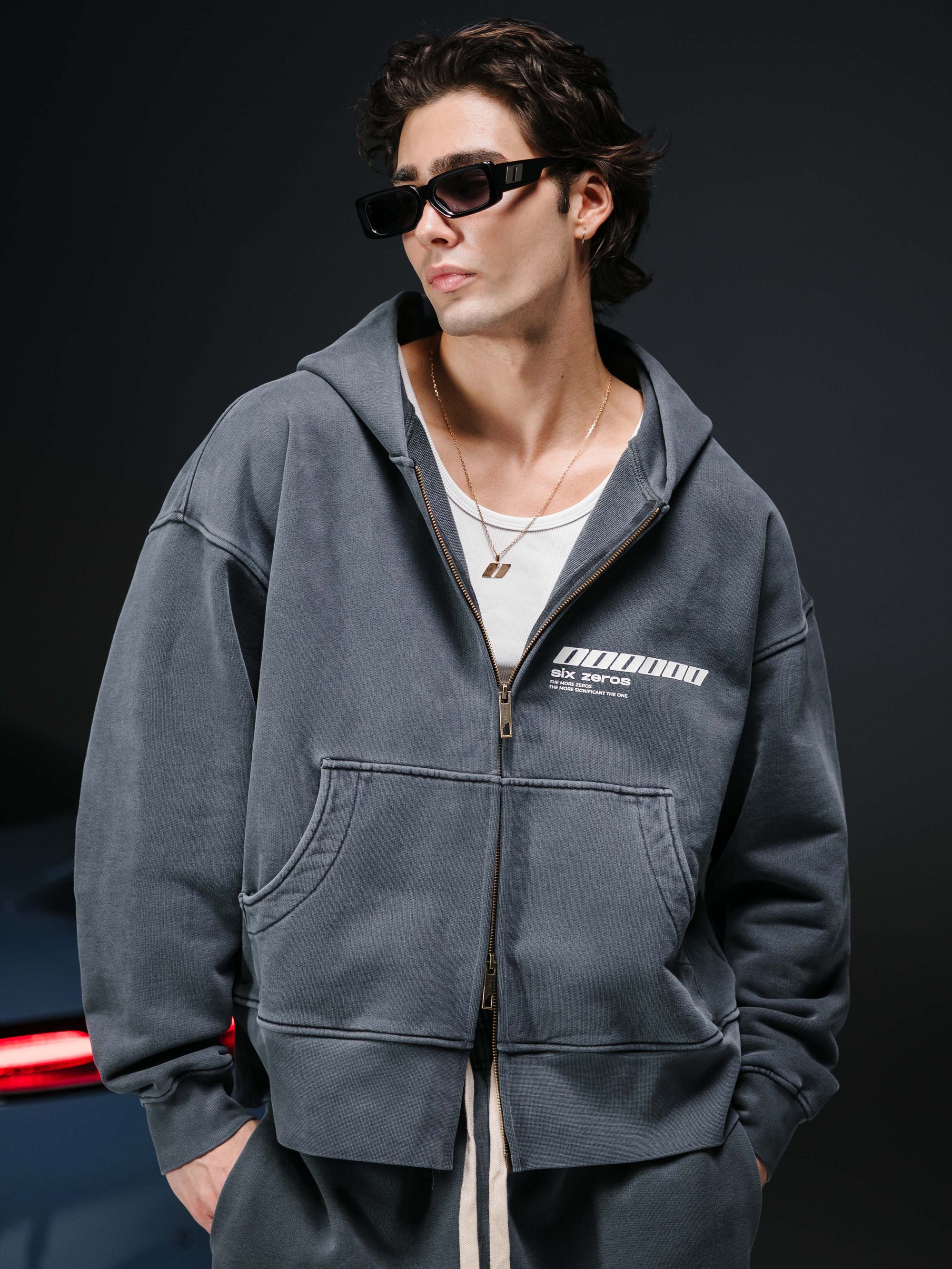 Zip-hoodie JESUS washed deep blue - gallery image 4