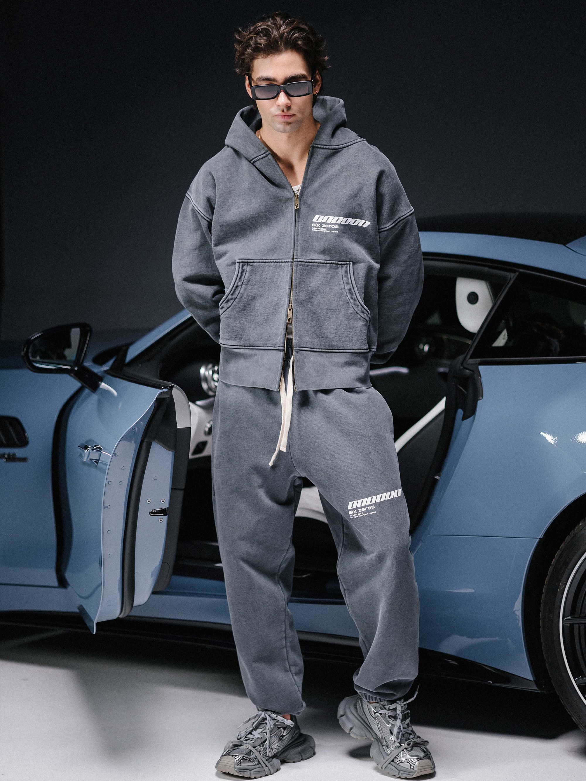 Zip-hoodie ONE washed deep blue - gallery image 5