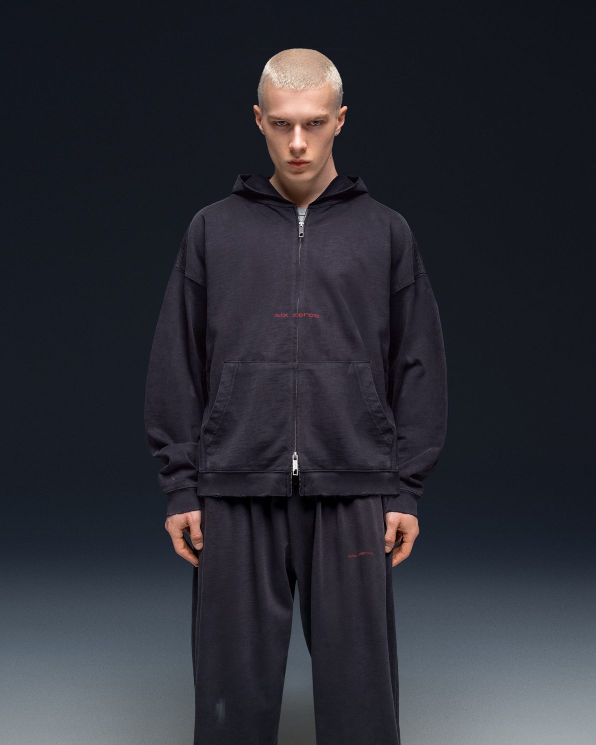 Zip-hoodie SIX ZEROS bamboo washed grey - gallery image 0