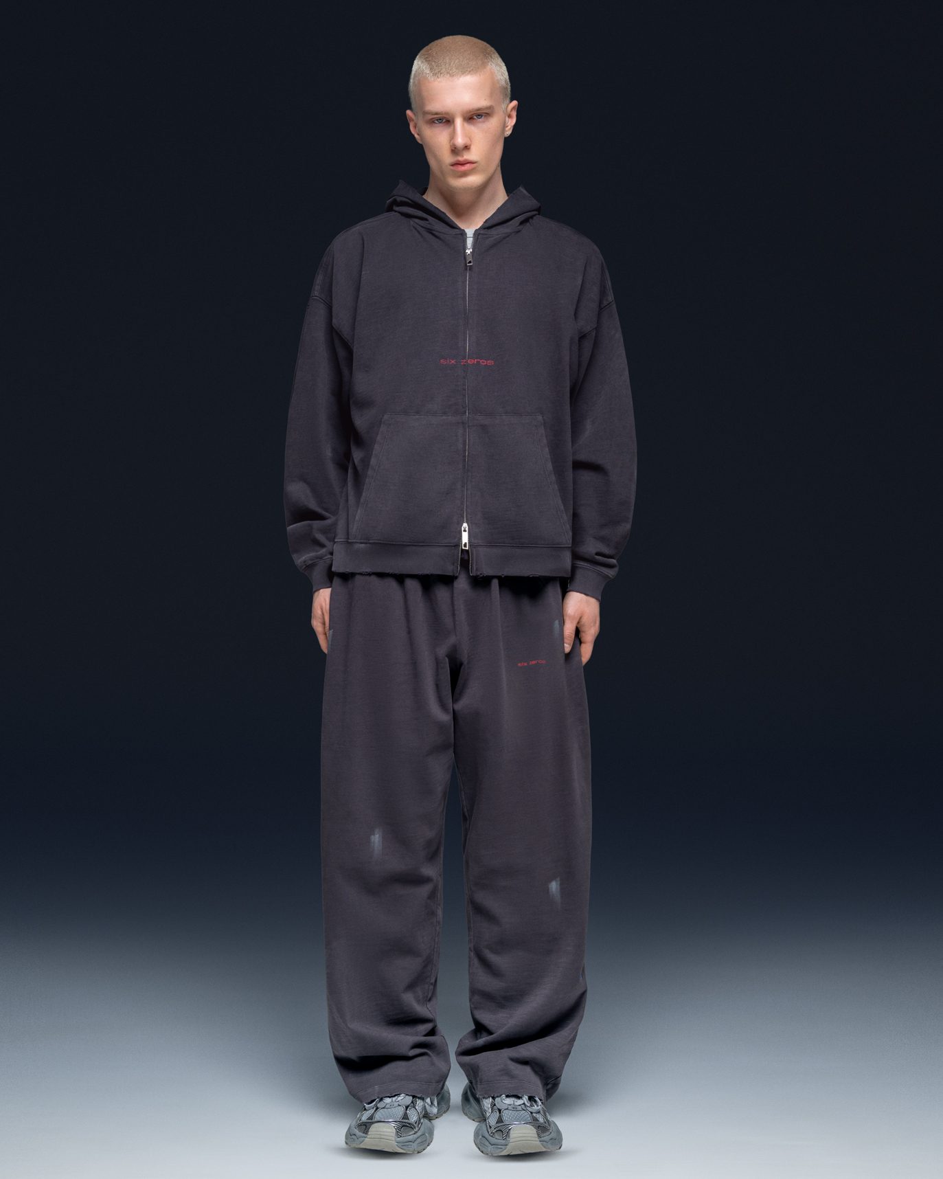 Zip-hoodie SIX ZEROS bamboo washed grey - gallery image 1
