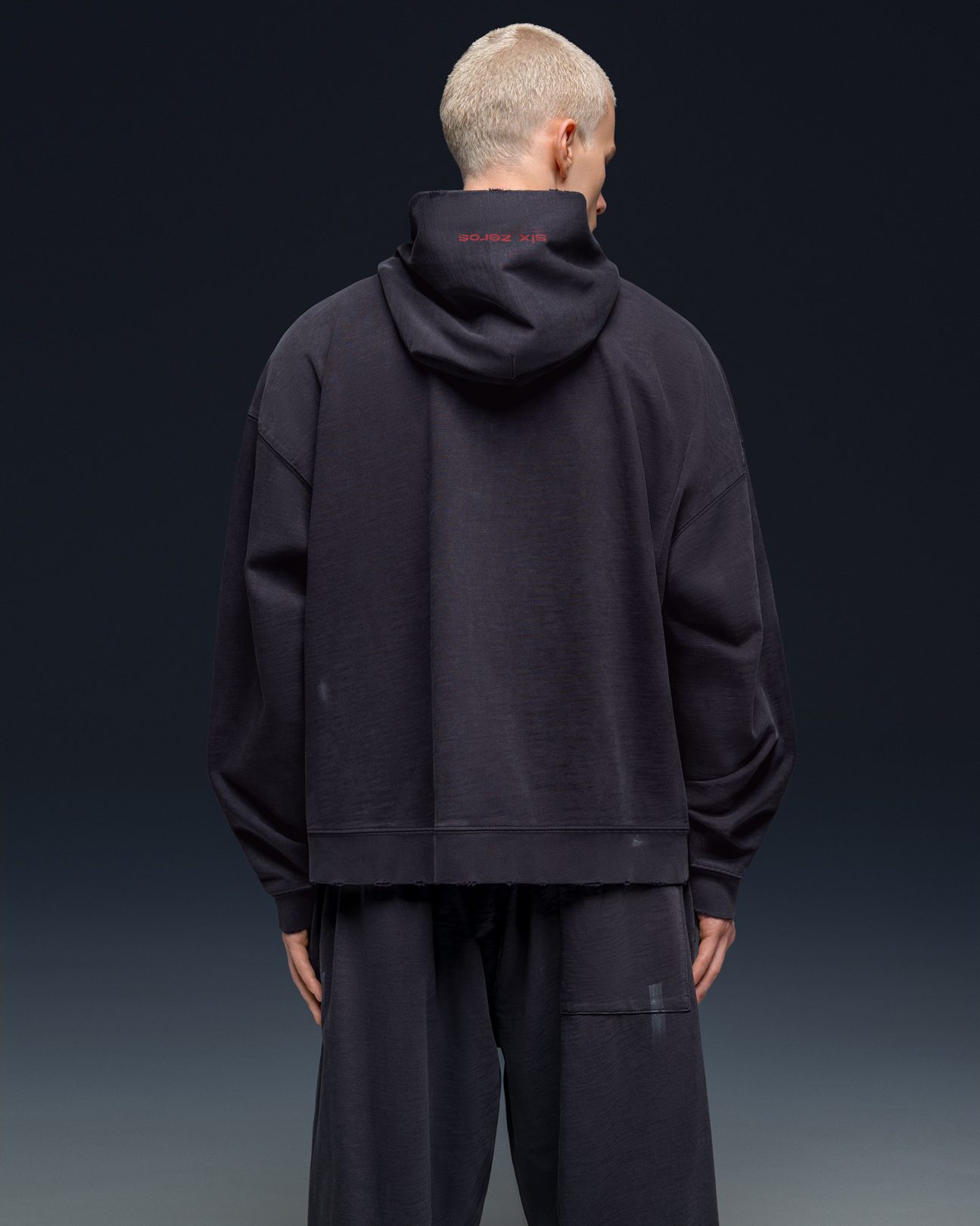 Zip-hoodie SIX ZEROS bamboo washed grey - gallery image 3