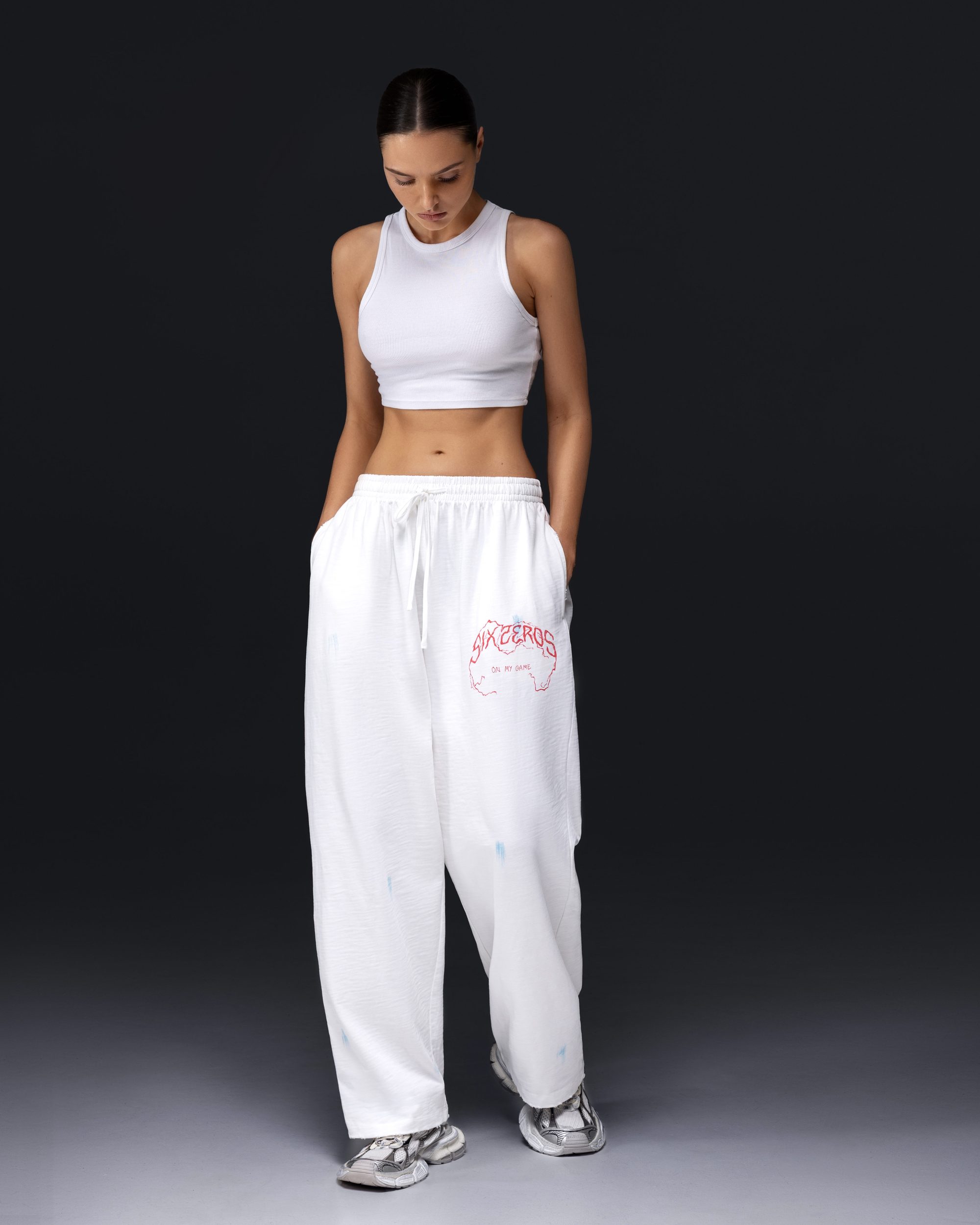 Women's straight pants ON MY GAME bamboo off-white - gallery image 0
