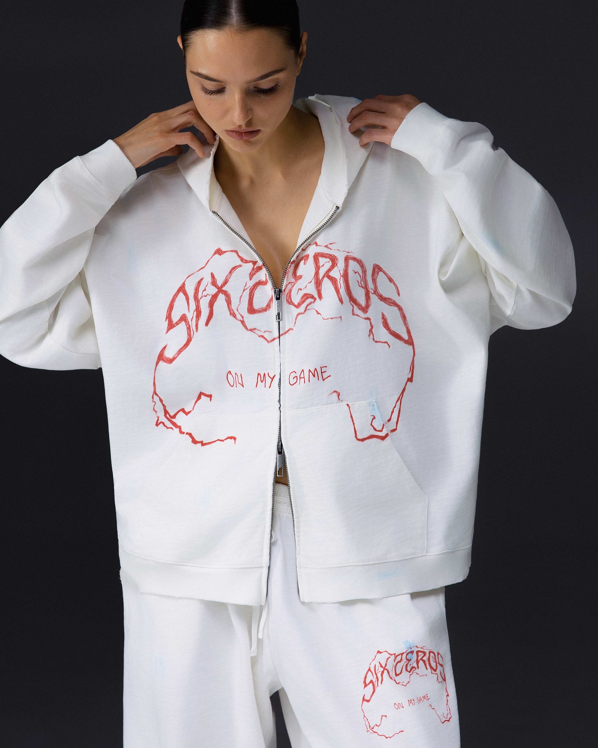 Women's zip-hoodie ON MY GAME bamboo off-white - gallery image 2
