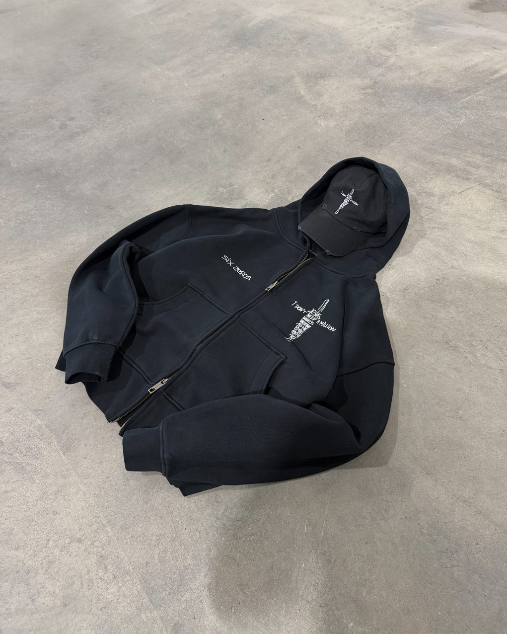 Zip-hoodie JESUS faded black - gallery image 5