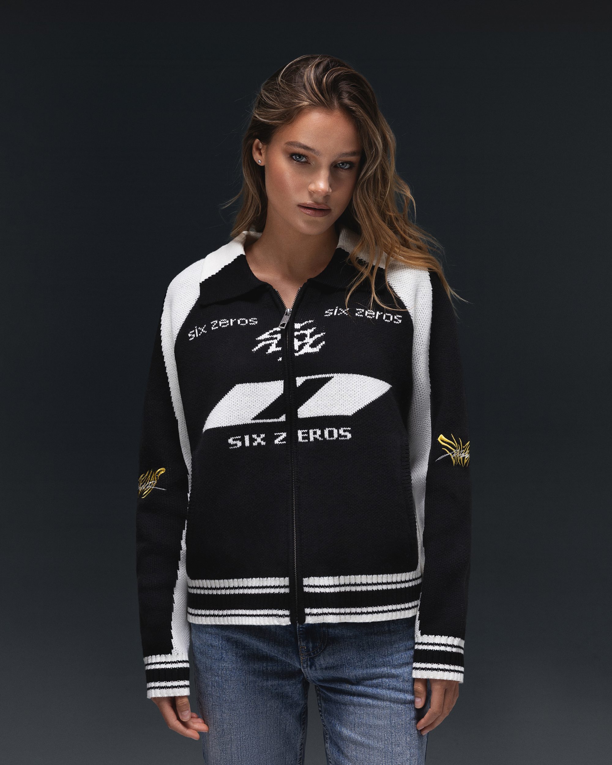 Zip-sweater ZERO black white - gallery image 3